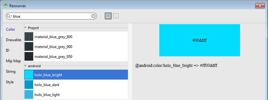 background Υπάρχουν διάφοροι τρόποι να επιλέξετε ένα χρώμα για το υπόβαθρο. Στην αναζήτηση γράψτε ένα χρώμα, π.χ. blue και επιλέξτε το.