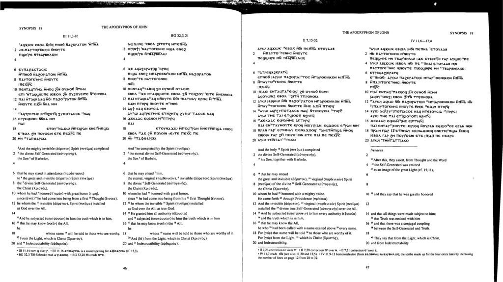 SYNOPSIS 1 ] Aqxa>K EBOA N(I] ΠΝΡ NAJOPATPN 'MTTNA 2 <M>TTAYTO ren]hc NNOYTe ΠΦΗ'ρβ ΝΤΒΑρΒΗΑΟ Ν eynilpactacic M'TTNOÖ NAJOPIATONI ΜΠΝΑ ΠΑγΤΟΓβ'ΝΗΟ NNOYT inexjpc nentaqtl'ma MMPq 2ΪΝ ΟΥΙΝΟΌ ΝΤΙΜΗ εηι