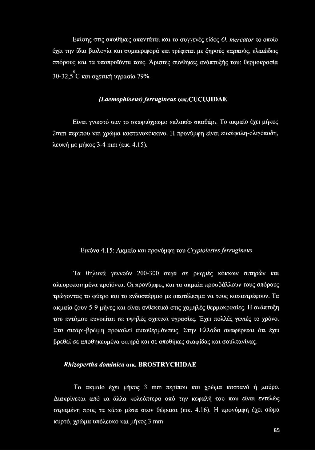 Η προνύμφη είναι ευκέφαλη-ολιγόποδη, λευκή με μήκος 3-4 τητη (εικ. 4.15). Εικόνα 4.