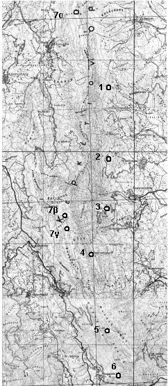 ΣΧΗΜΑ 5.4 2: Οι θέσεις των καρστικών μορφών στο Κόζιακα (το τοπογρ. υπόβαθρο προέρχεται από τους τοπ.