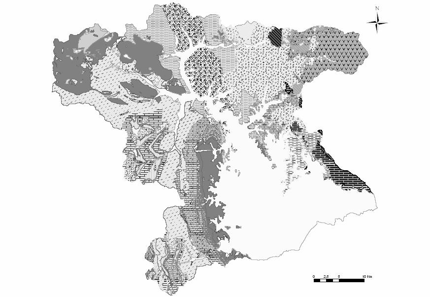 88 ΣΧΗΜΑ 2.1.1 2α: Χάρτης των γεωλογικών σχηματισμών στην περιοχή μελέτης, όπως προήλθε από τη σύνθεση των γεωλογικών χαρτών του Ι.Γ.Μ.Ε.