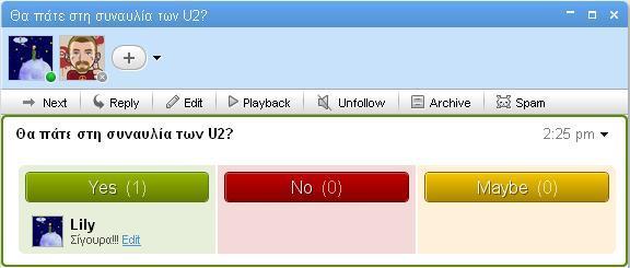 (α) (β) (γ) (ε) (δ) Εικόνα 28. Yes/No/Maybe Gadget Ribit Conference Call Gadget Ρροςφζρει τθ δυνατότθτα κλιςθσ ςυνδιάςκεψθσ με όςουσ και όποιουσ ςυμμετζχοντεσ επικυμείσ.