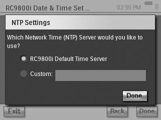 Χρήση ενός αποκλειστικού διακοµιστή ώρας στο Internet 1 Επιλέξτε Get time from Internet (Λήψη πληροφοριών ώρας από το Internet). 2 Επιλέξτε NTP settings (Ρυθµίσεις NTP).