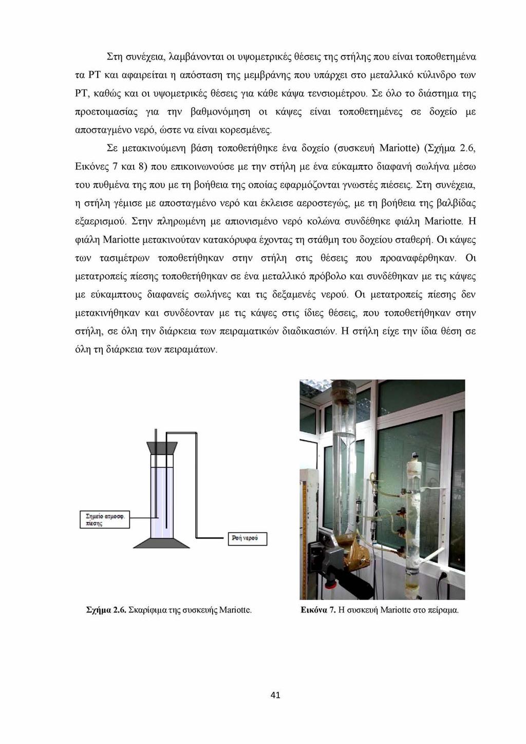 Στη συνέχεια, λαμβάνονται οι υψομετρικές θέσεις της στήλης που είναι τοποθετημένα τα ΡΤ και αφαιρείται η απόσταση της μεμβράνης που υπάρχει στο μεταλλικό κύλινδρο των ΡΤ, καθώς και οι υψομετρικές