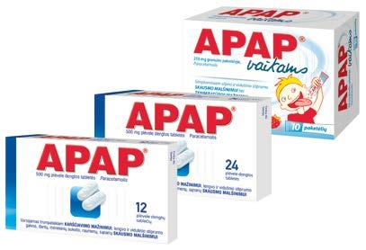 MANO VAISTINĖLĖ 1 49 3 39 Nuo skausmo ir karščiavimo APAP VAISTINIAI PREPARATAI APAP, 500 mg, 12 plėvele dengtų tablečių 1,49 APAP, 500 mg, 24 plėvele dengtos tabletės 3,15 APAP, 250 mg, granulės