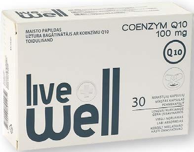 KOKYBIŠKI, SAUGŪS IR VEIKSMINGI LIVE WELL COENZYM Live Well Coenzym Q10. Net 100 mg kofermento Q10 vienoje kapsulėje! 14 99-30 % 10 49 sutaupote 4?
