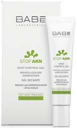 Babe siūlo linijos Stop Akn produktus, kurie sureguliuoja riebalų išsiskyrimą, atkemša poras, mažina veido blizgesį, turi antibakterinį poveikį.