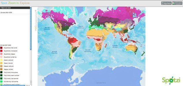 Περιγραφή: Το Spotzi-Atlas προσφέρει πάνω από 500 χάρτες με εννιά κύρια θέματα. Οι πληροφορίες συγκεντρώθηκαν από τις κυβερνήσεις και τα ερευνητικά κέντρα.