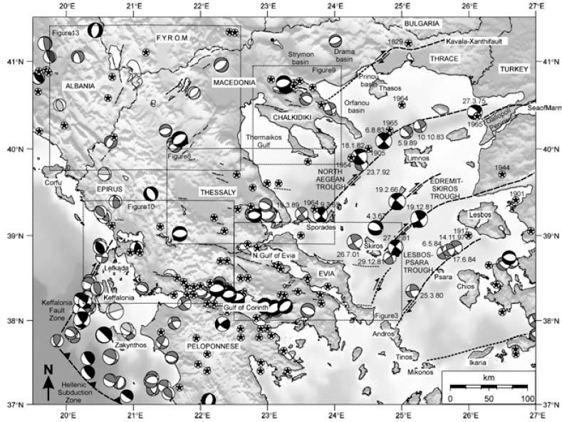 Σχ. 13: Σεισµοτεκτονικός χάρτης κεντρικής Ελλάδας και Αιγαίου από τους Goldsworthy et al. (2002).