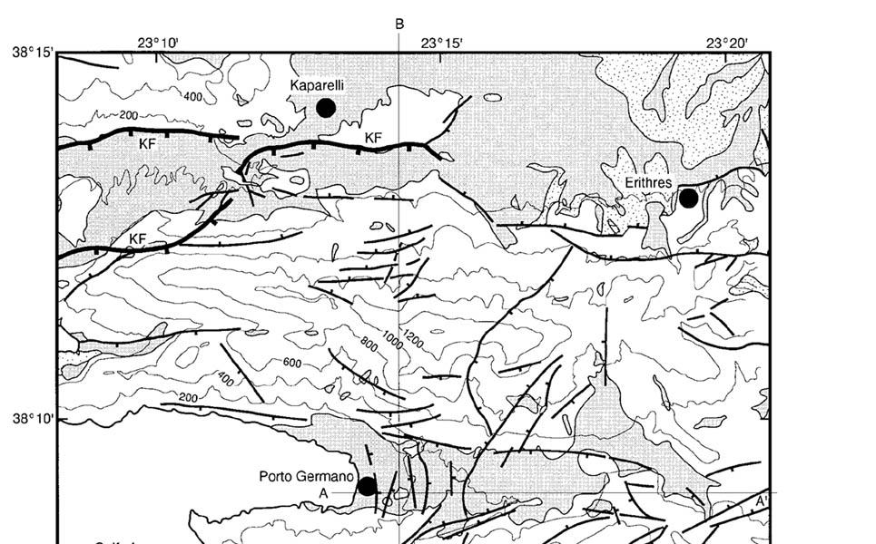Σχ. 29: Γεωλογικός χάρτης της περιοχής Καπαρελλίου