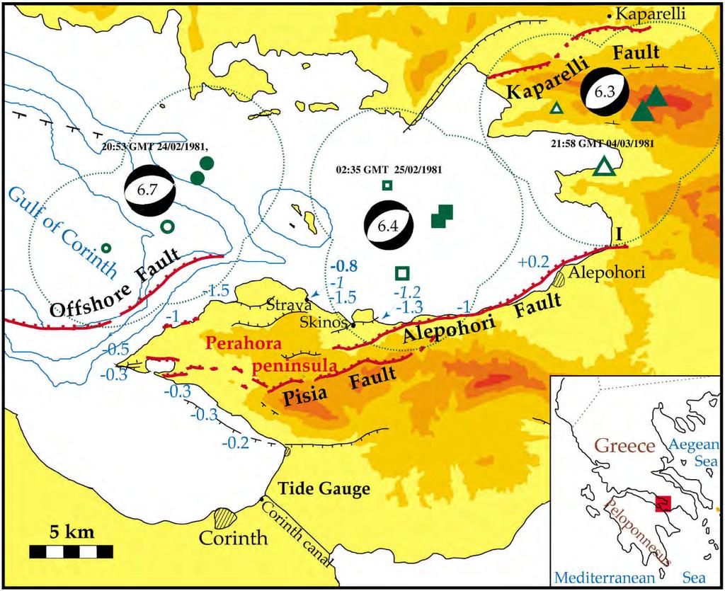 Περαχώρα (Αλκυονίδες), 1981 (38.1 Ν 22.9 Ε). Ο σεισµός στον κόλπο των Αλκυονίδων ήταν ο πρώτος που ανησύχησε και επηρέασε τόσο πολύ την πόλη της Αθήνας.