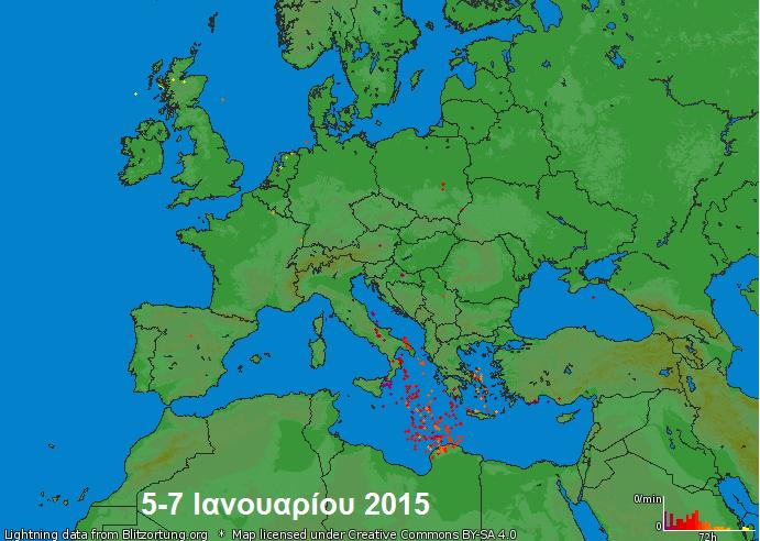 δεδομένα ηλεκτρικής δραστηριότητας καταιγίδων (αστραπών-κεραυνών), τα μηνιαία κλιματικά Δελτία της Εθνικής Μετεωρολογικής Υπηρεσίας (ΕΜΥ) και του Εθνικού Αστεροσκοπείου Αθηνών (ΕΑΑ) καθώς και τα