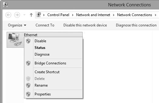 1) ή στο Local Area Connection (Σύνδεση Τοπικής Περιοχής) (Windows 7) και επιλέξτε Properties (Ιδιότητες).