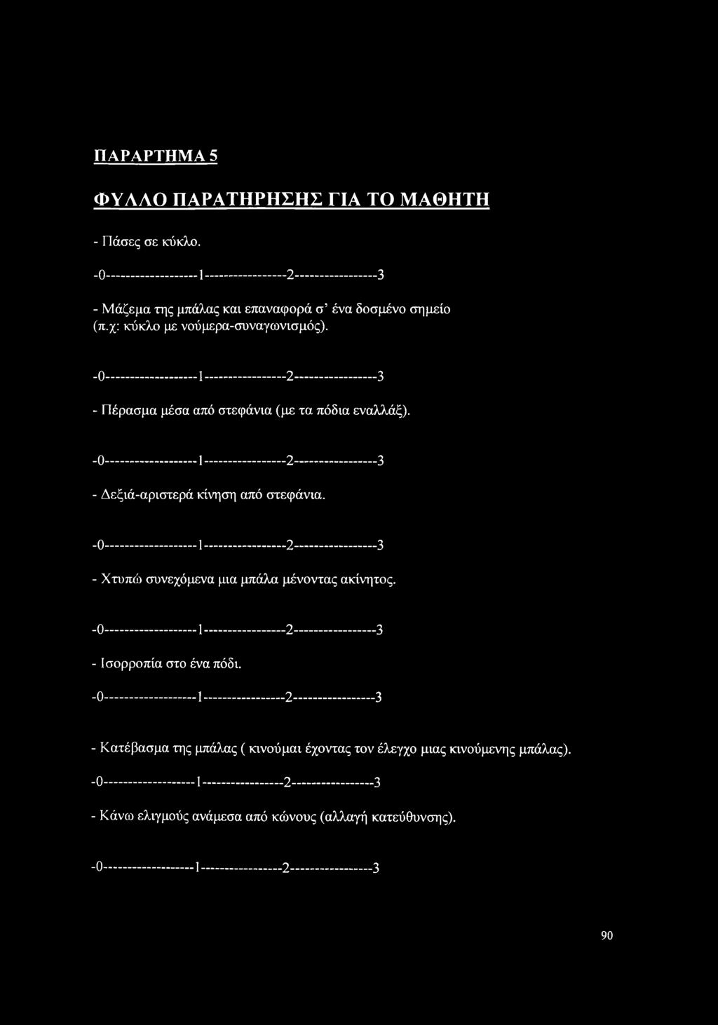 -0--------------------- 1------------------- 2------------------- 3 - Δεξιά-αριστερά κίνηση από στεφάνια.