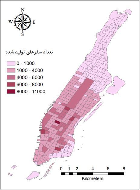 استفاده از يک مدل پیشبیني الگوي حرکتي شهري در برآورد ماتريس توزيع سفر تولیدشده و ارزيابي مدلها از دادههاي GPS تاکسيهاي شهر نیويورک استفاده شده است.