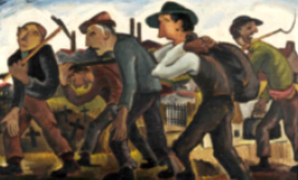 Γιώργος Σικελιώτης, Εργάτες, Εθνική Πινακοθήκη Για τις παραδοσιακές χώρες υποδοχής μεταναστών, όπως υπήρξαν το 19ο αιώνα οι χώρες της αμερικάνικης ηπείρου και η Αυστραλία και τον 20ό η