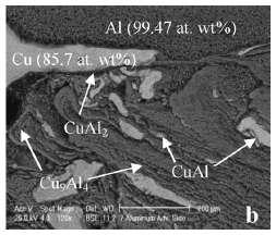 ενώσεις Al 4 Cu 9, AlCu και Al 2 Cu. Αυτές οι φάσεις είναι υπεύθυνες για την επιλεκτική ανάπτυξη ρωγμών κατά την δοκιμή σε εφελκυσμό και διάτμηση [4].