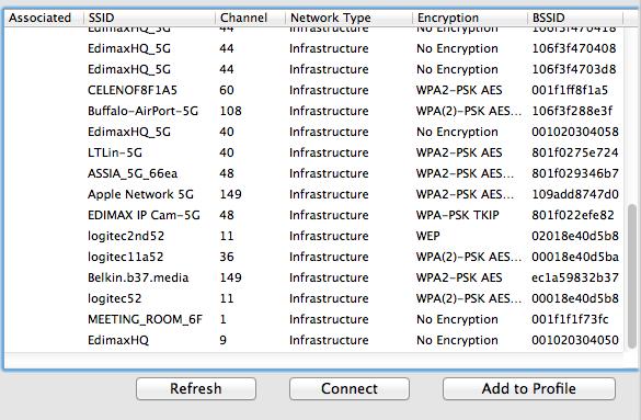 VII-3-3. Διαθέσιμα ασύρματα δίκτυα Η οθόνη Available Network εμφανίζει μία λίστα με όλα τα διαθέσιμα ασύρματα δίκτυα Wi-Fi εντός εύρους μαζί με διάφορες κατηγορίες πληροφοριών για κάθε δίκτυο.