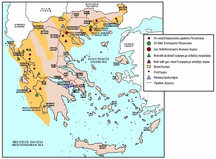 ΚΕΦΑΛΑΙΟ 1 ΟΙ Υ ΡΟΓΟΝΑΝΘΡΑΚΕΣ ΣΤΗΝ ΕΛΛΑ Α Χάρτης 1.3 Γεωγραφική απεικόνιση των ιζηµατογενών λεκανών που βρίσκονται υπο έρευνα για υδρογονάνθρακες. (www.energia.gr/icap) 1.