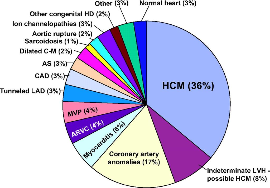 Distribution of cardiovascular causes of sudden death in 1435 young competitive athletes