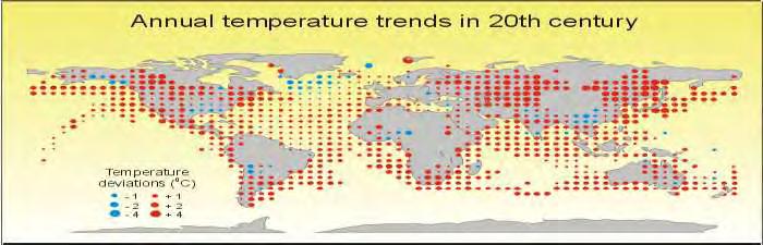 Σχήμα 5. Αύξηση θερμοκρασίας της Γης τον 20 ο αιώνα (Πηγή:Χαρβαλιάς Ιωάννης ).