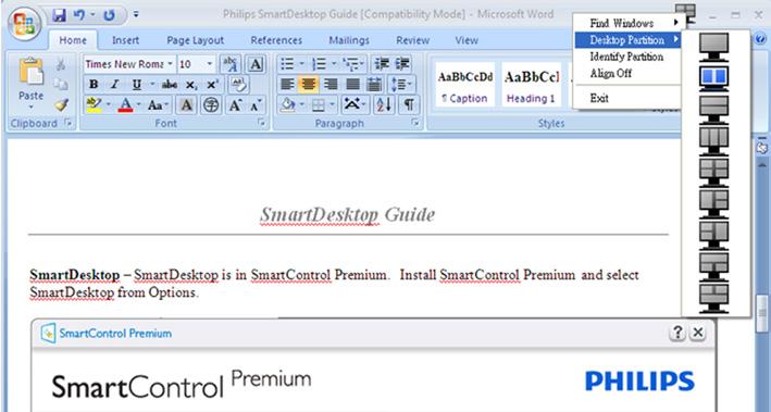 Desktop partition (Διαμέρισμα επιφάνειας εργασίας) Στο Desktop partition (Διαμέρισμα επιφάνειας εργασίας) εμφανίζεται το διαμέρισμα που έχει επιλεχθεί επί του παρόντος και δίδεται η δυνατότητα στον