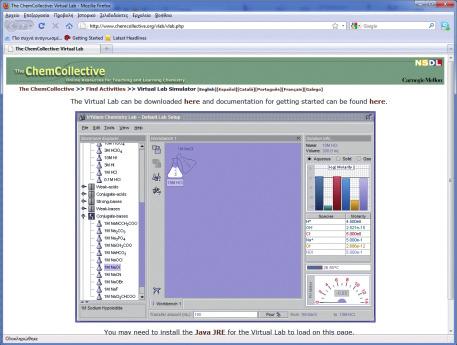 Τhe ChemCollective: Virtual Lab Προσομοίωση εργαστηρίου χημείας Linux, Mac, Windows 1GB RAM, 10GB HD, P4 1GHz Κοινότητα ανοικτού λογισμικού Χημεία Δημοτικό, Γυμνάσιο, Λύκειο Αγγλική, Ελληνική