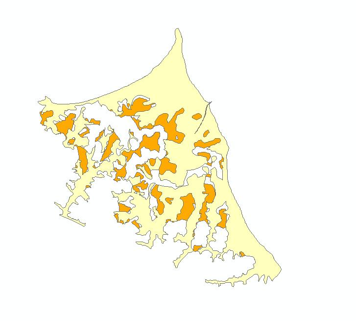 Σχ. 9-1: Απεικόνιση του ψηφιοποιημένου γεωλογικού υποβάθρου της Ζώνης Δυνητικά Υψηλού Κινδύνου Πλημμύρας (ΖΔΥΚΠ) GR05RΑK0004 της περιοχής Λευκίμης νήσου Κέρκυρας.