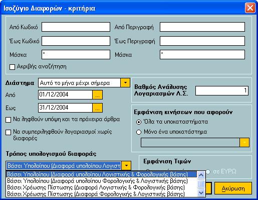 Νέα Καηάζηαζε Ιζοδύγηο Δηαθορώλ Μηα λέα εθηύπσζε, απηή ηνπ Ιζοδσγίοσ δηαθορώλ, πξνζηέζεθε ζην κελνύ ησλ Δθηππώζεσλ Λνγηζηηθήο.