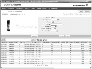 Το WebCAPS περιέχει λεπτομερείς πληροφορίες για περισσότερα από 18,000 προϊόντα Grundfos σε