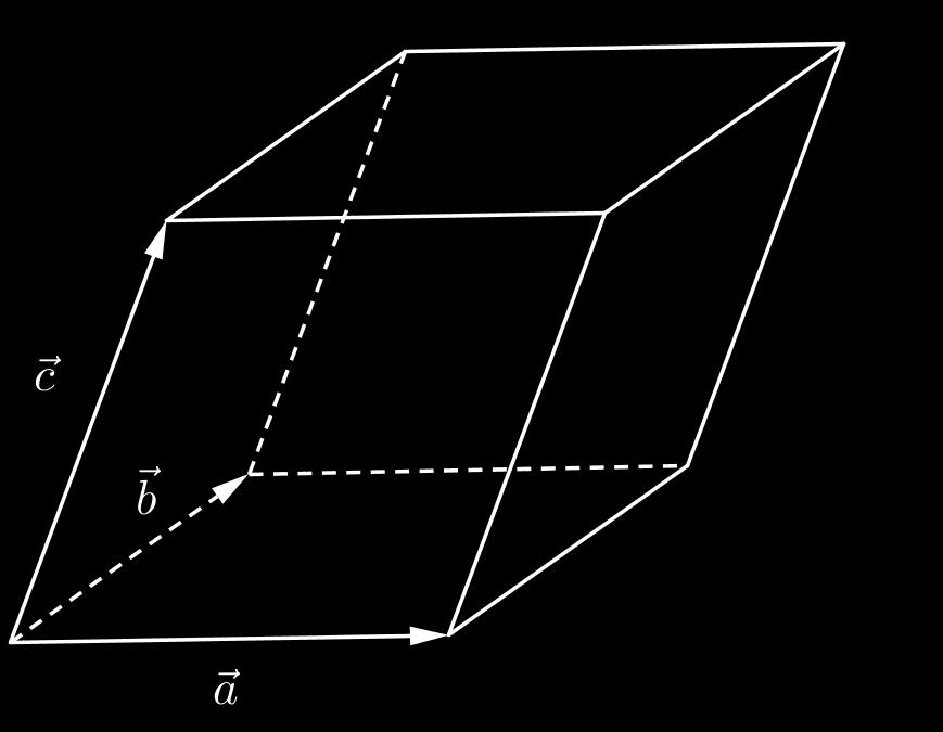 2. Skalarno, vektorsko i mješovito množenje vektora 44 Teorem 2.3.3. Neka su a, b, c V 3. Tada je broj m( a, b, c ) jednak volumenu paralelepipeda razapetog ovim vektorima.