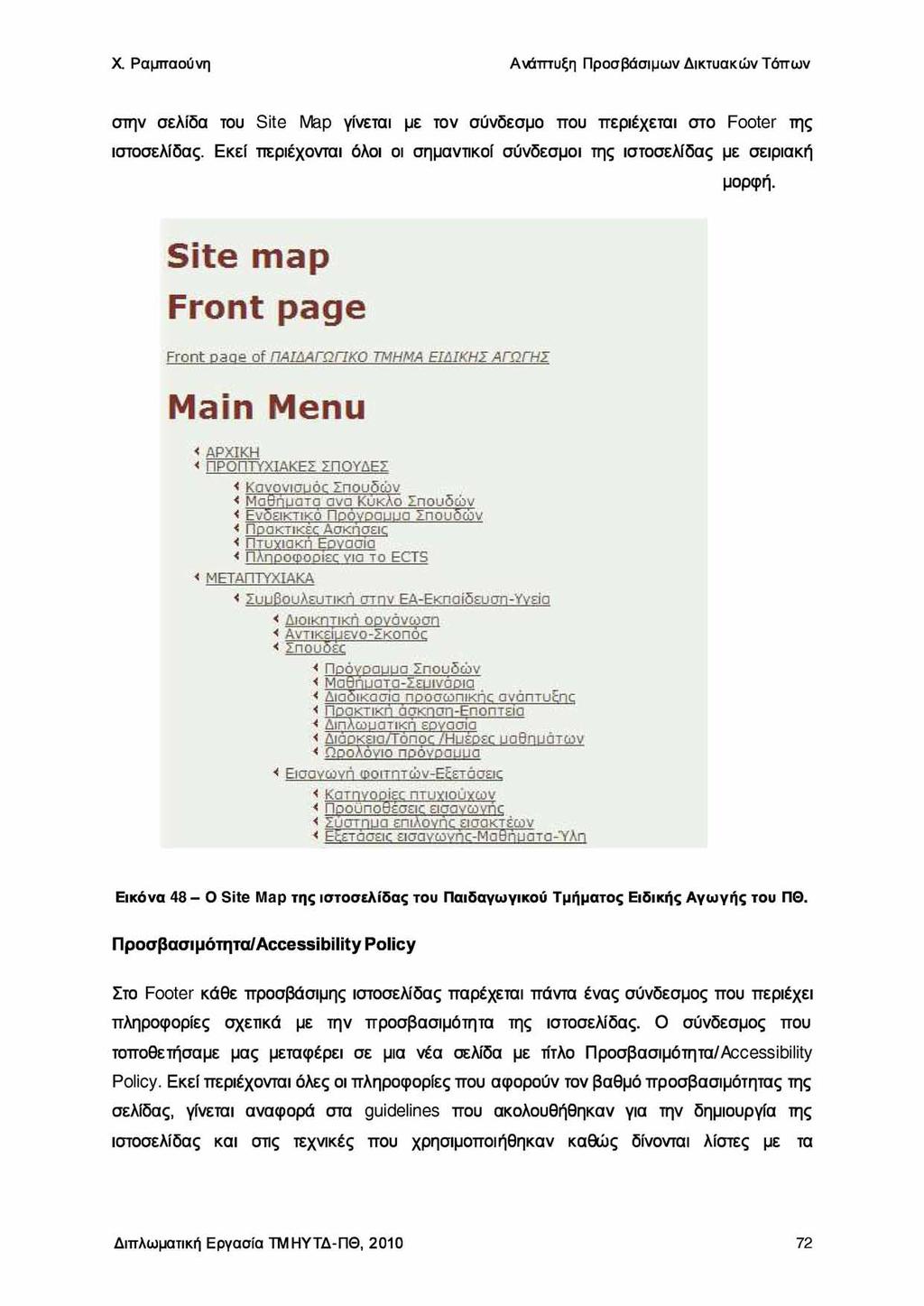 στην σελίδα του Site Map γίνεται με τον σύνδεσμο που περιέχεται στο Footer της ιστοσελίδας. Εκεί περιέχονται όλοι οι σημαντικοί σύνδεσμοι της ιστοσελίδας με σειριακή μορφή.