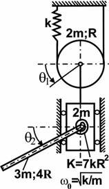 98 Vibaţii mecanice - 4 45 45 Se consideă sistemul vibant cu două gade de libetate din fig45 45 fomat din copui omogene legate înte ele pin legătui ideale pentu cae se cunosc datele notate alătuat