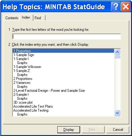 How to Use the the StatGuide Περιέχει γενικές πληροφορίες σχετικές με τη χρήση του Minitab StatGuide. Η πρόσβαση σε αυτό γίνεται επιλέγοντας Help How to Use the StatGuide από τη γραμμή μενού.