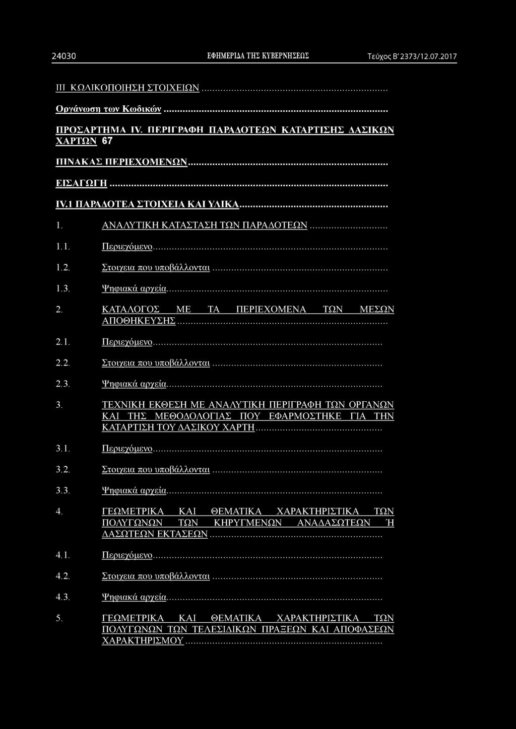 2 4 0 3 0 ΕΦΗΜΕΡΙΔΑ ΤΗΣ ΚΥΒΕΡΝΗΣΕΩΣ Τεύχος Β' 2373/12.07.2017 ΤΤΤ ΚΩΛΤΚΟΠΟΙΗΣΗ ΣΤΟΙΧΕΙΩΝ... Οργάνωση των Κωδικών... ΠΡΟΣΑΡΤΗΜΑ TV.