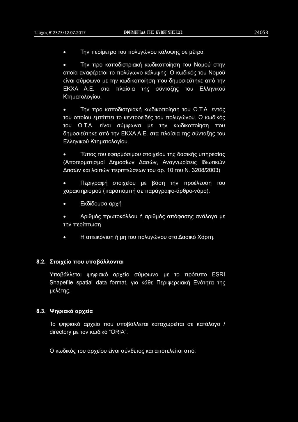 Ο κωδικός του Ο.Τ.Α. είναι σύμφωνα με την κωδικοποίηση που δημοσιεύτηκε από την ΕΚΧΑΑ.Ε. στα πλαίσια της σύνταξης του Ελληνικού Κτηματολογίου.