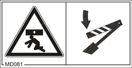 Γενικές οδηγίες ασφαλείας MD 079 Κίνδυνος από εκσφενδονιζόμενα τεμάχια από το μηχάνημα ή εκσφενδονιζόμενα υλικά ή ξένα σώματα, για άτομα που βρίσκονται στην επικίνδυνη περιοχή του μηχανήματος!