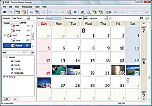 Οργανώνετε εικόνες στον υπολογιστή σε ημερολόγιο για προβολή κατά ημερομηνία φωτογράφησης. Για λεπτομέρειες, βλ. "PMB Guide".