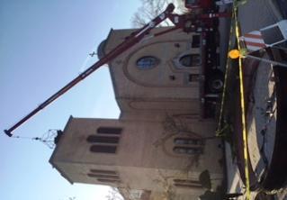 BELL TOWER CONSTRUCTION During the month of April construction was been completed in replacing the bell tower roofs by the generous efforts of Poulos Construction