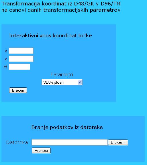 2.3.6 Transformacija koordinat D48/GK v D96/TM SiTraNet vsebuje modul za 7-parametrično podobnostno transformacijo iz koordinatnega sistema D48 v koordinatni sistem D96 na osnovi danih