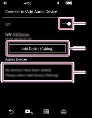 Σύνδεση του Walkman σε μη συζευγμένη συσκευή Bluetooth για πρώτη φορά Η λειτουργία BLUETOOTH ενεργοποιεί την ασύρματη σύνδεση μεταξύ συσκευών.