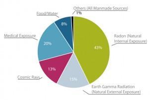 Εικόνα 2.4: Πηγές και κατανομή της μέσης έκθεσης σε ακτινοβολία (Πηγή: www.medicalradiation.
