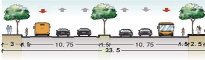 Tidak terdapat perbezaan utama dari segi prinsip rekabentuk di antara jalan bandar dan luar bandar seperti di bawah : Contoh Keratan Rentas Jalan Persekutuan 60 meter SEMASA LALUAN KENDERAAN BIASA