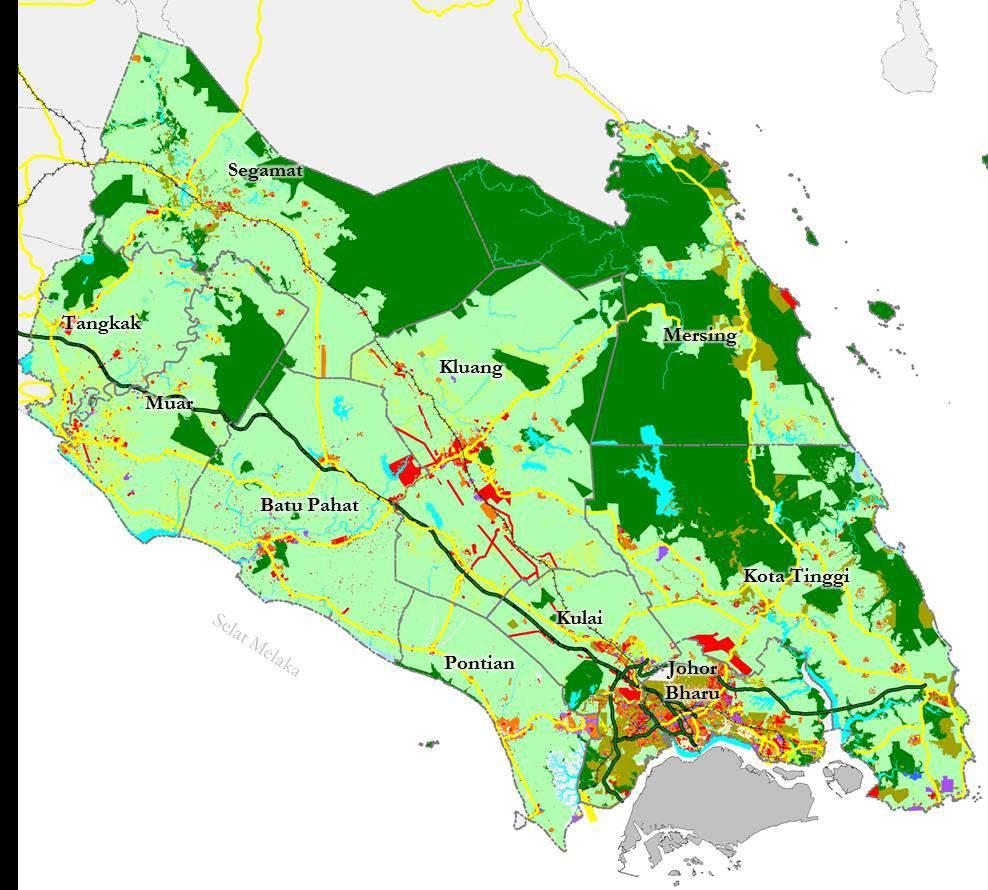 2-5 2.3.2 Pembangunan Guna Tanah Semasa Negeri Johor Negeri Johor mempunyai keluasan tanah kira-kira 1,898,678 hektar (19,986.78km²).