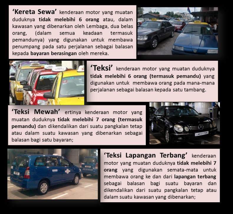 2-21 iv. Perkhidmatan Teksi dan Kereta Sewa Perkhidmatan Teksi dan Kereta Sewa banyak terdapat di Negeri Johor terutamanya kereta sewa di kawasan luar bandar.