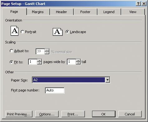3. Επιλέξτε Page Setup (Διαμόρφωση σελίδας) και επιλέξτε Paper Size (Μέγεθος χαρτιού) που θέλετε. Χρήση του Excel 4. Επιλέξτε Options (Επιλογές) για να μεταβείτε στο πρόγραμμα οδήγησης του εκτυπωτή.