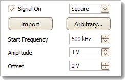 Ghidul utilizatorului pentru PicoS cope 6 7.7.1.1 135 Comenzi de bază Caseta de dialog Generatorul de semnale pentru PicoScope 5204 Semnal activat.