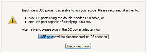 Ghidul utilizatorului pentru PicoS cope 6 193 Alimentare USB insuficientă Dacă alimentarea USB disponibilă este insuficientă, PicoScope afişează