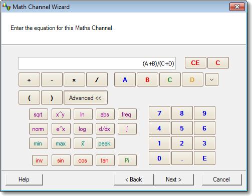 Ghidul utilizatorului pentru PicoS cope 6 73 Vizualizare avansată Faceți clic pe butonul Avansat pentru a vedea mai multe butoane de funcţie, inclusiv funcţii trigonometrice şi logaritmice.