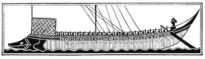 ΝΑΥΤΙΚΗ ΙΣΤΟΡΙΑ ΕΛΛΗΝΙΚΟΥ ΕΘΝΟΥΣ, Α. ΚΡΑΣΑΝΑΚΗ 17 Ελληνικό πλοίο (πεντηκόντορος) των Περσικών πολέμων, όπως απεικονίζεται στο πιο πάνω αγγείο.
